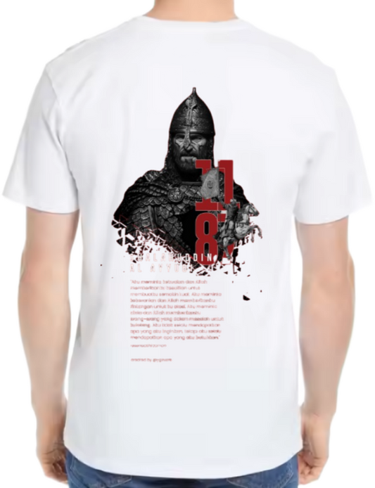 SALAHUDDIN AL AYYUBI Back text One Size t- shirt White Back 53
