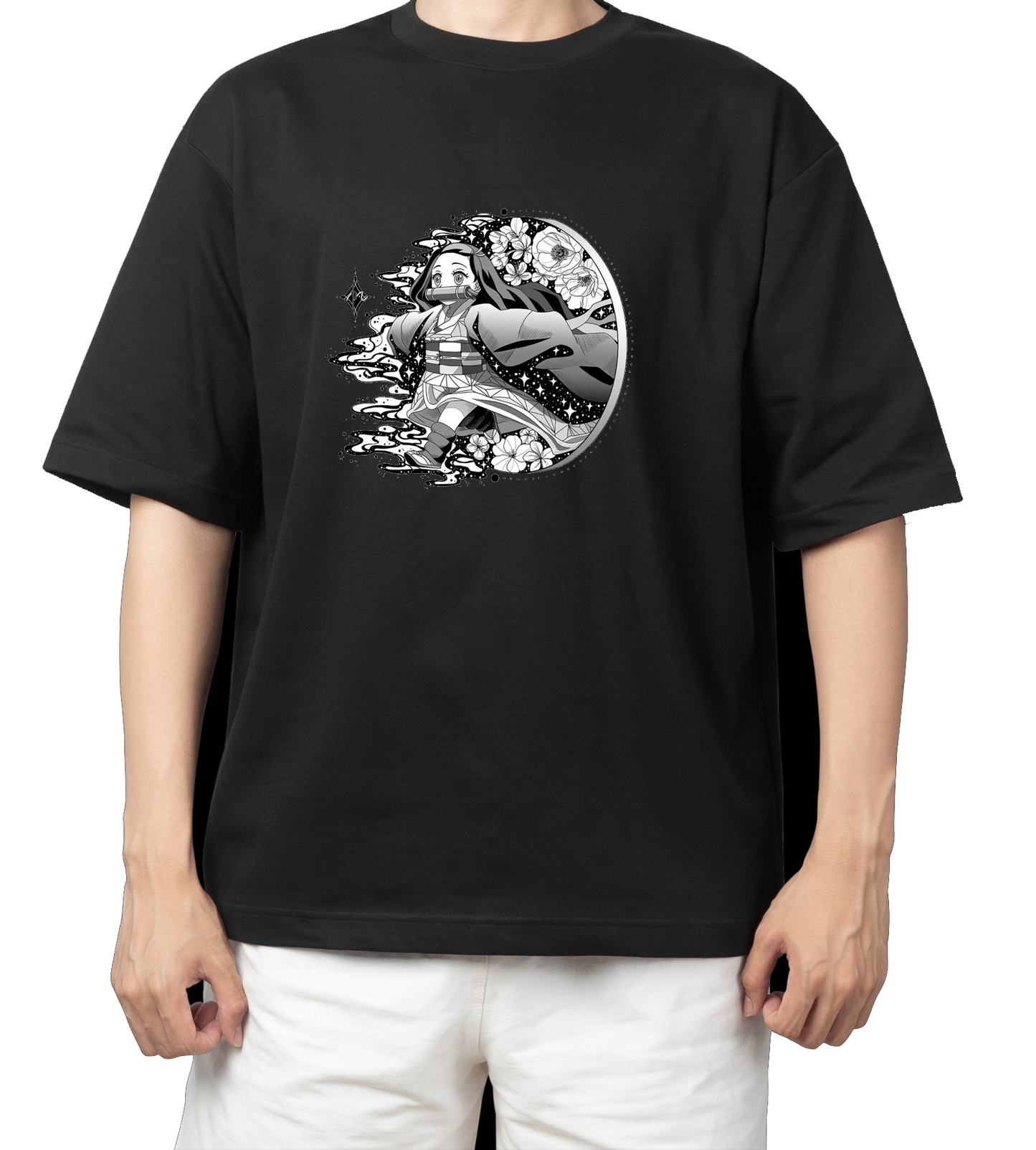 Anime Demon slayer nezuko tanjiro t- shirt Oversize Black 53