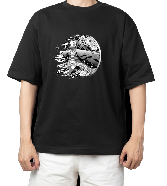Anime Demon slayer nezuko tanjiro t- shirt Oversize Black 53
