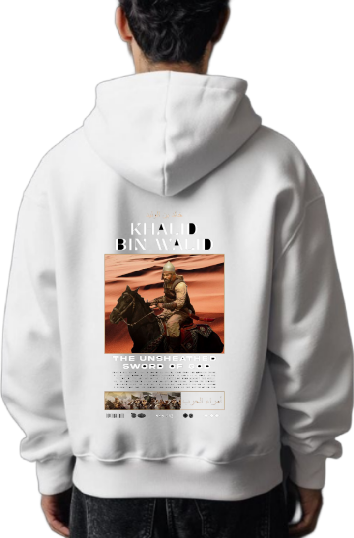 KHALID BIN WALID Back text oversize hoodie White back 53
