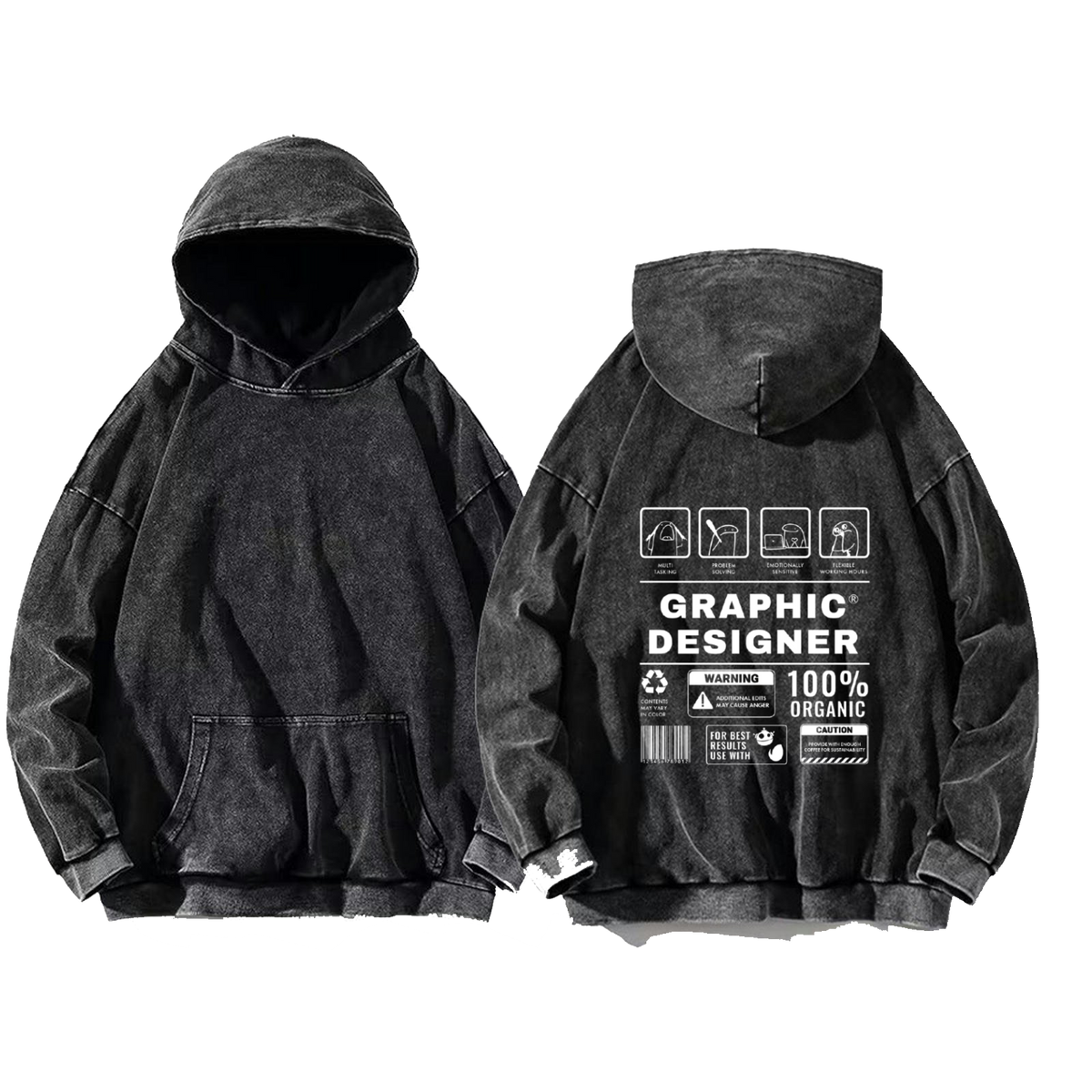 GRAPHIC DESIGNER Back text oversize hoodie Washed back 53