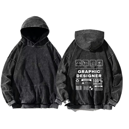 GRAPHIC DESIGNER Back text oversize hoodie Washed back 53