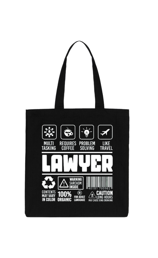 LAWYER Back text tote bag Black 51