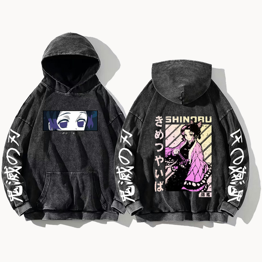 Anime Demon slayer nezuko tanjiro Oversize  Hoodie Washed gray 54