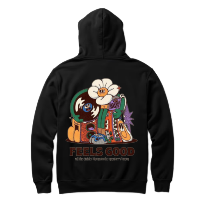 FEELS GOOD One Size hoodie Black Back 54