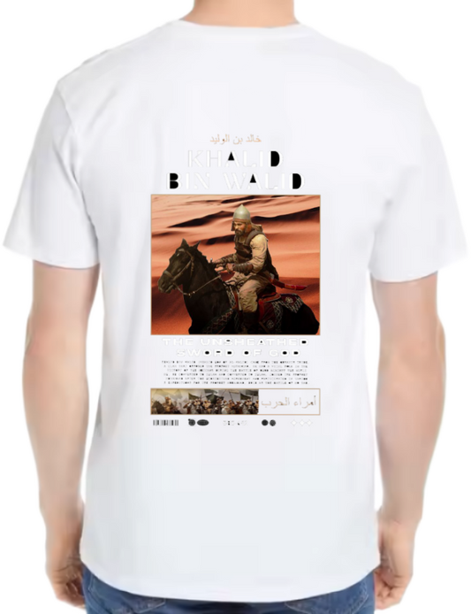 KHALID BIN WALID Back text One Size t- shirt White Back 54