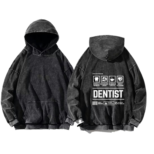 DENTIST Back text oversize hoodie Washed back 54