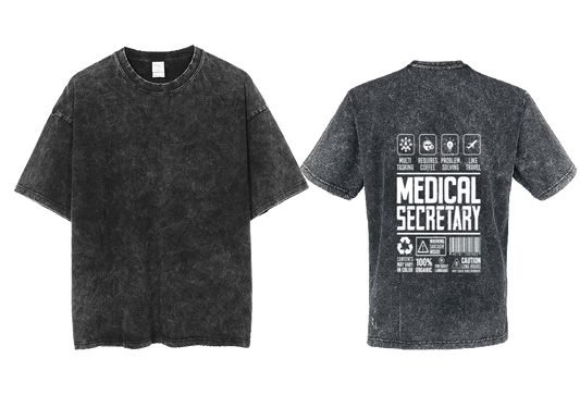 MEDICAL SECRETARY Back text One Size t- shirt Washed Back 54
