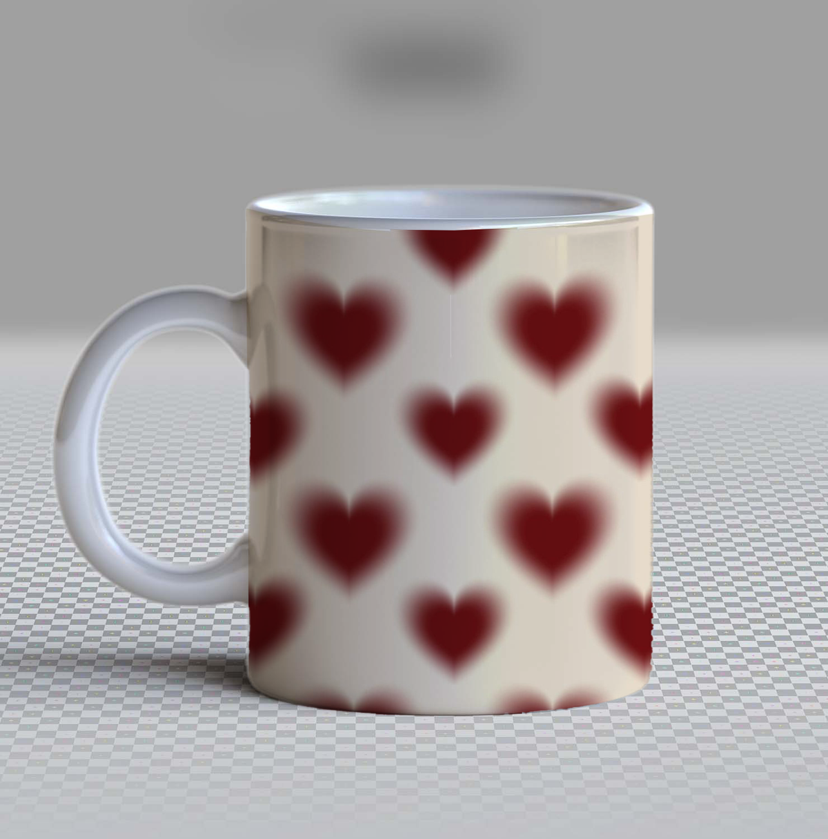 Cute Red Blur Heart Ceramic Coffee Mug – 11oz Aesthetic Cream Tea Cup, Minimalist Gradient Aura Hearts Pattern Mug for Coffee Lovers, Lovely Birthday Gift for Women, Girls & Teens