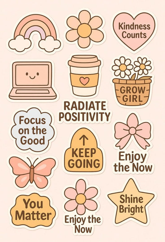 Aesthetic Cute Stickers Pack - Waterproof Vinyl Cartoon Decals for Water Bottles, Laptops, Scrapbooking, Kawaii Stationery Supplies sticker journal sticker