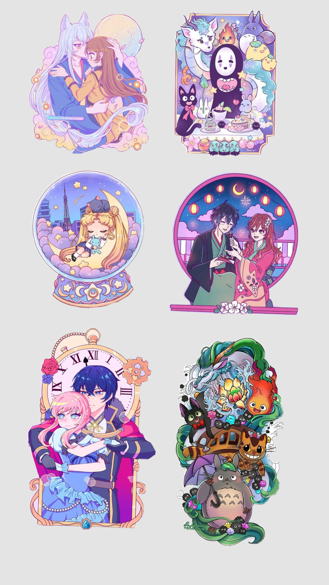Magical Anime Art Stickers Pack, Cute Studio Ghibli, Sailor Moon, Romantic Couples Aesthetic Stickers for Journaling, Scrapbooking, Water Bottles, Laptop, and Planner Decals