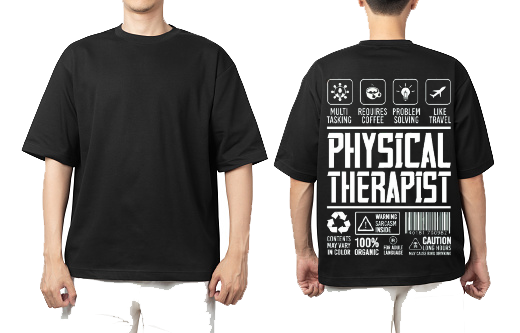PHYSICAL THERAPIST Back text One Size t- shirt Black Back 51