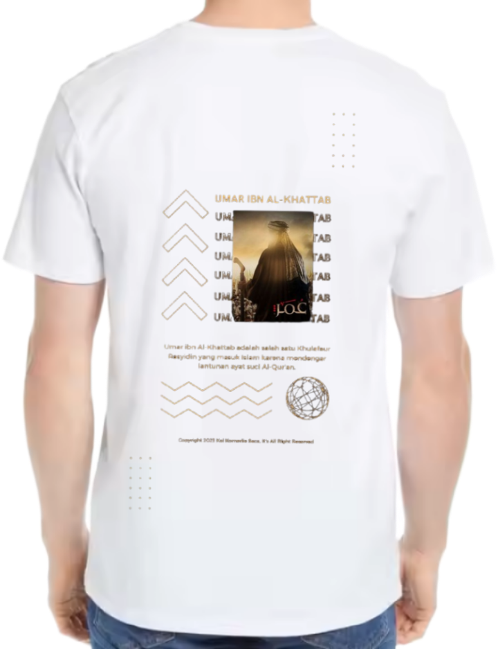 KHALID BIN WALID Back text One Size t- shirt White Back 55