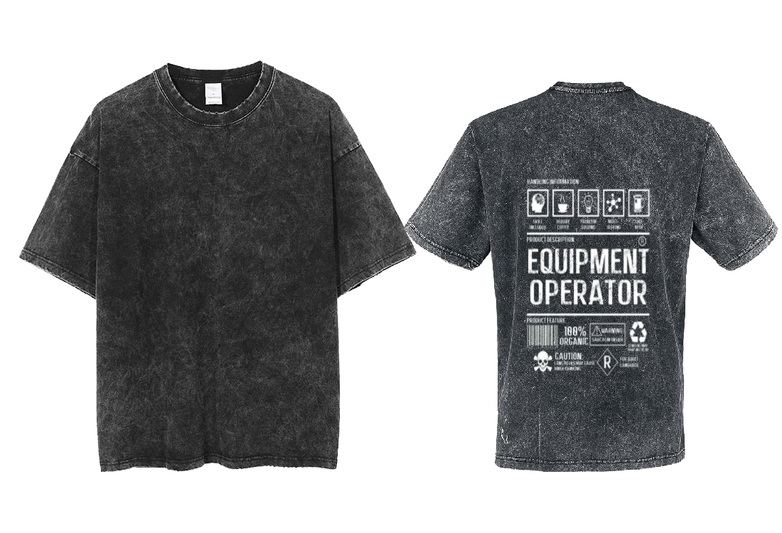EQUIPMENT OPERATOR Back text One Size t- shirt Washed Back 55