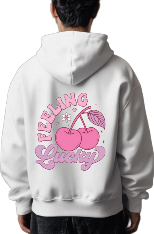 Feeling Lucky One Size hoodie White Back 55