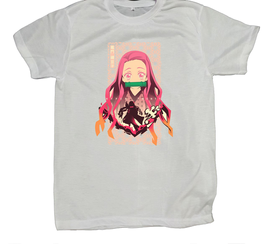 Anime Demon slayer nezuko tanjiro t- shirt fit White 53
