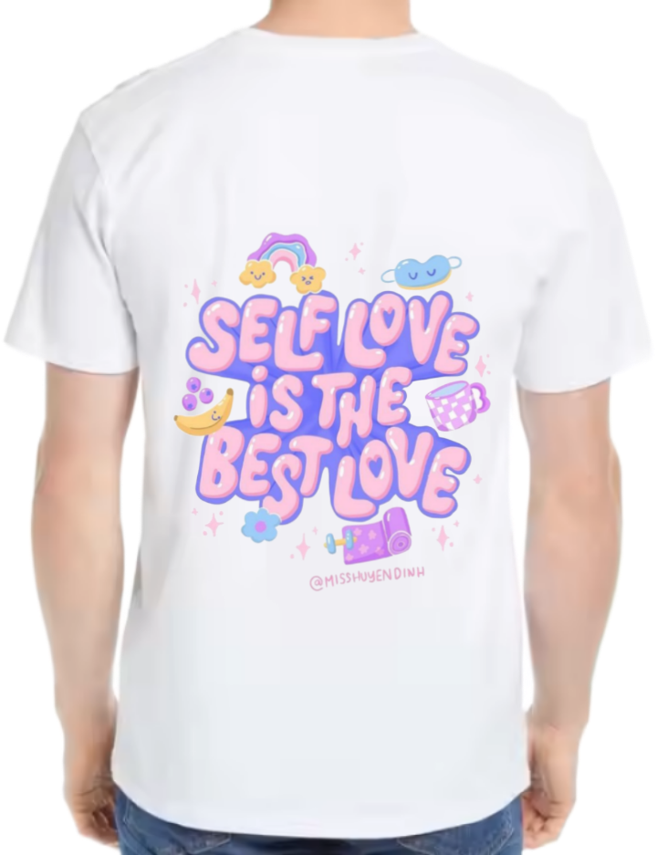 SELF LOVE IS THE BEST LOVE t- shirt One Size White back 55