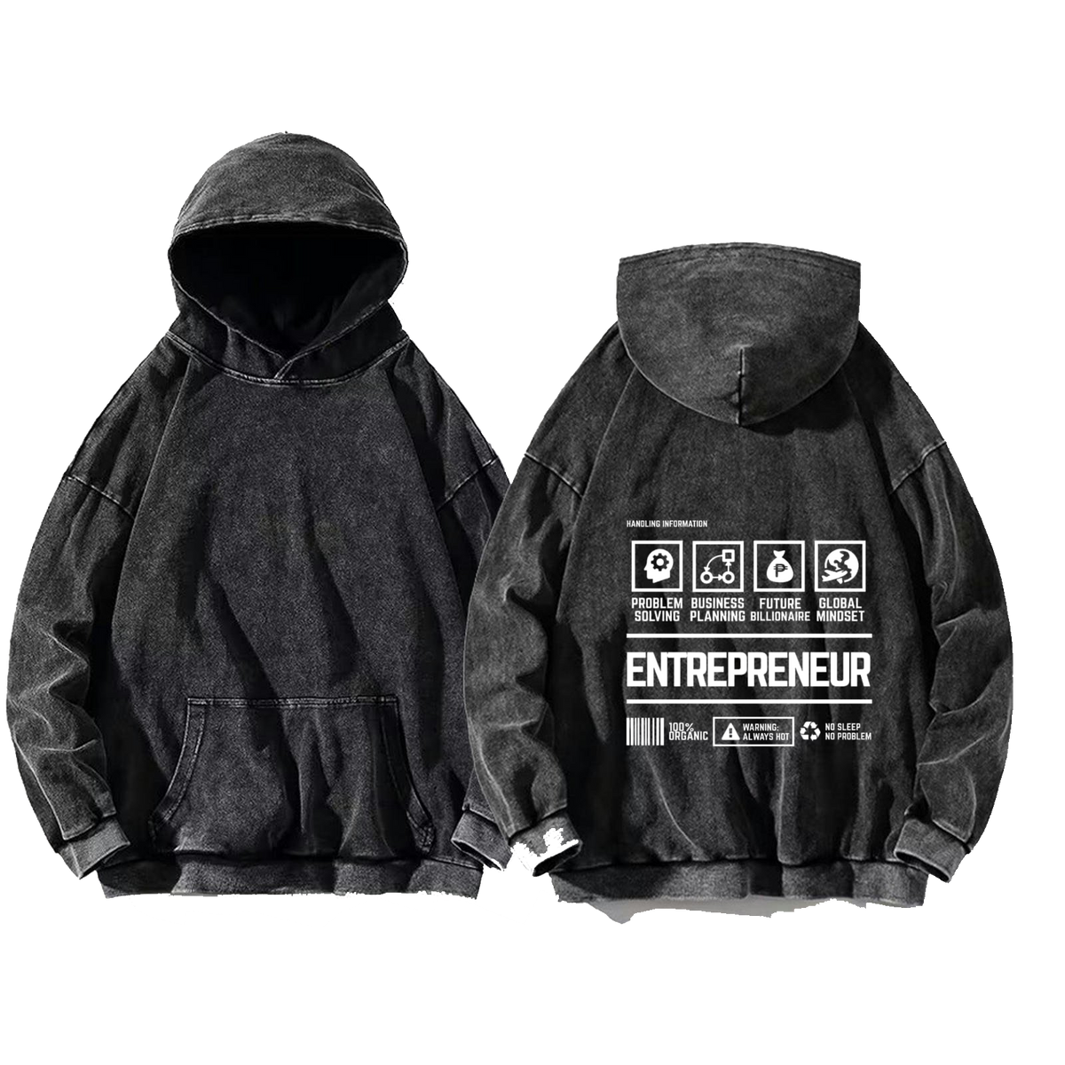 ENTREPRENEUR Back text oversize hoodie Washed back 55