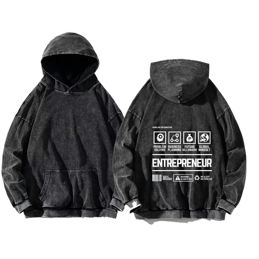 ENTREPRENEUR Back text oversize hoodie Washed back 55