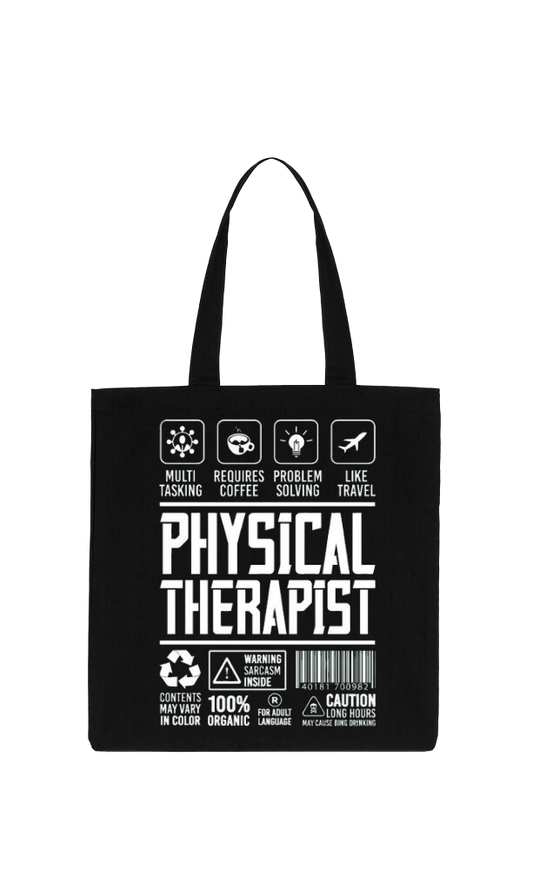 PHYSICAL THERAPIST Back text tote bag Black 53