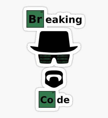 "Breaking Code" Funny Programmer Vinyl Sticker - Cool Heisenberg Breaking Bad Gaming Decal for Laptop, PC Tower, Water Bottle & Kindle - Geeky Nerd Gift for Software Developers & Computer Science Engineers