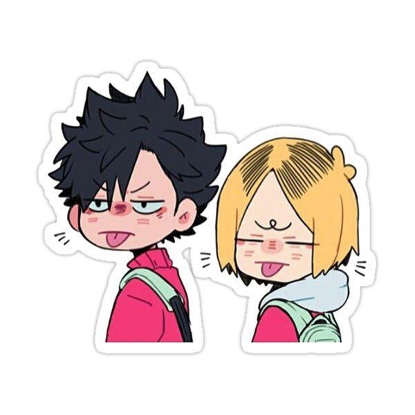 Haikyuu Kuroo and Kenma Anime Sticker - Cute Nekoma High Chibi Tongue Out Vinyl Decal for Laptop, Water Bottle, Journal, and Phone Case