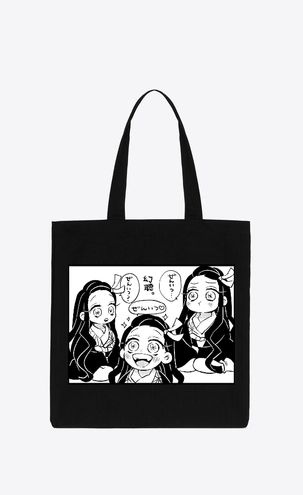 Anime Demon slayer nezuko tanjiro tote bag Black 56