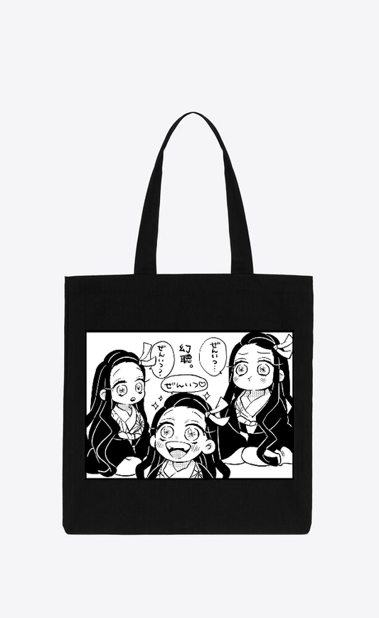 Anime Demon slayer nezuko tanjiro tote bag Black 56