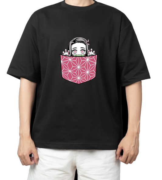 Anime Demon slayer nezuko tanjiro t- shirt Oversize Black 56