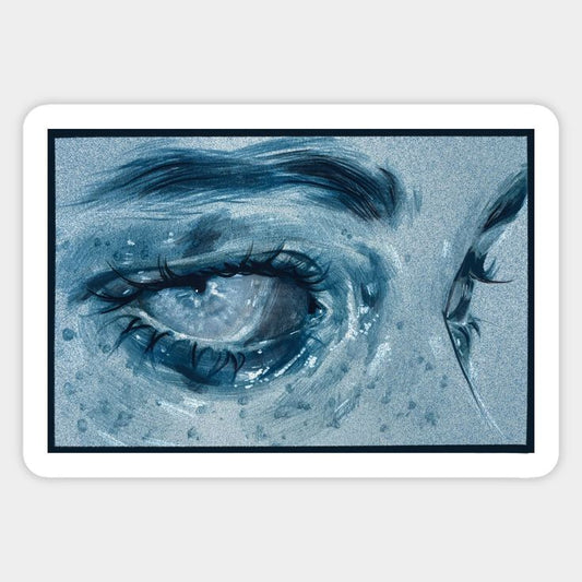 Sticker عينيْن مرسومتين بدرجات الأزرق والرمادي 56