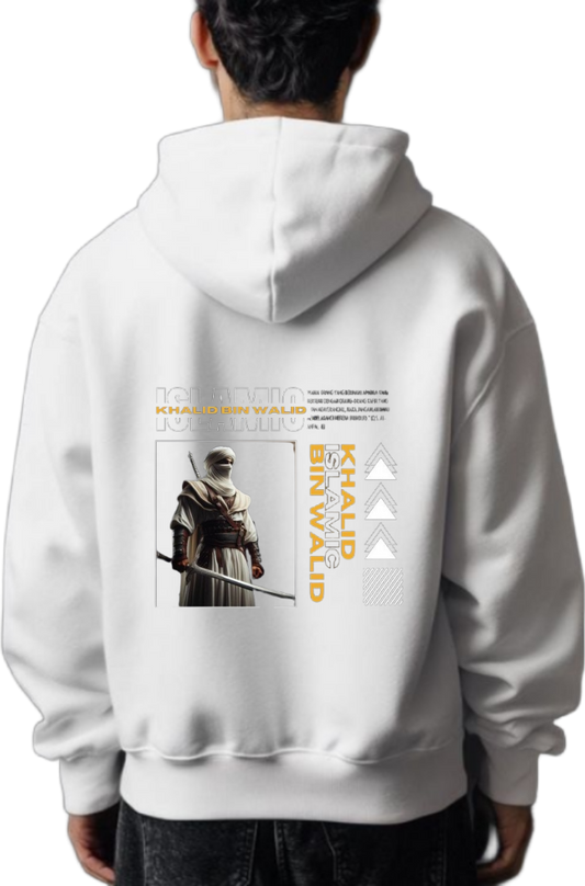 KHALID BIN WALID Back text oversize hoodie White back 56