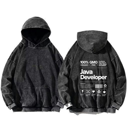 JavaJava Developer Back text oversize hoodie Washed back 56