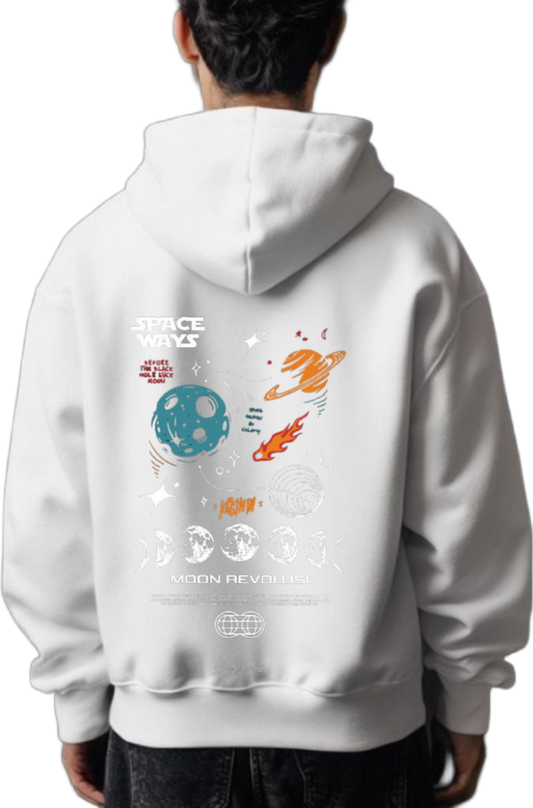 MOON REVOLUSI Back text oversize hoodie White back 57