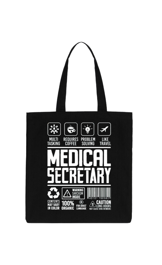 MEDICAL SECRETARY Back text tote bag Black 55