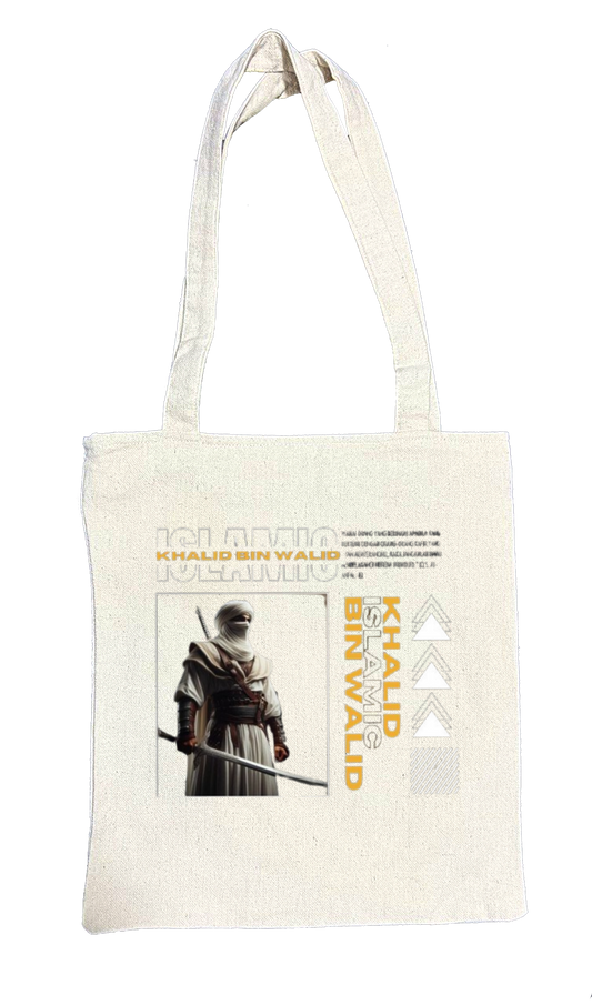 KHALID BIN WALD Back text tote bag beige 55