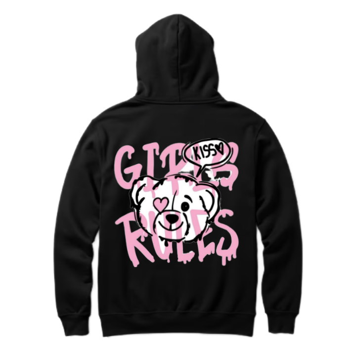 Girls Rules One Size hoodie Black Back 57