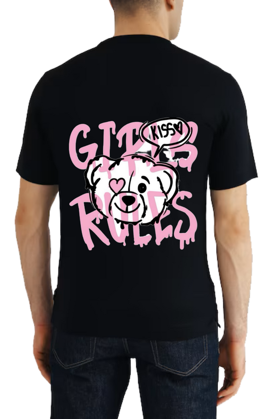 Girls Rules t- shirt One Size Black back 57