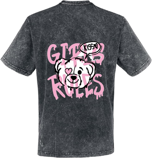 Girls Rules t- shirt One Size Washed Back 57