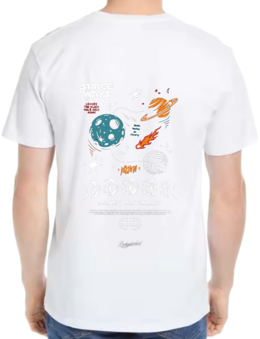 SPACE WAYS Back text One Size t- shirt White Back 57