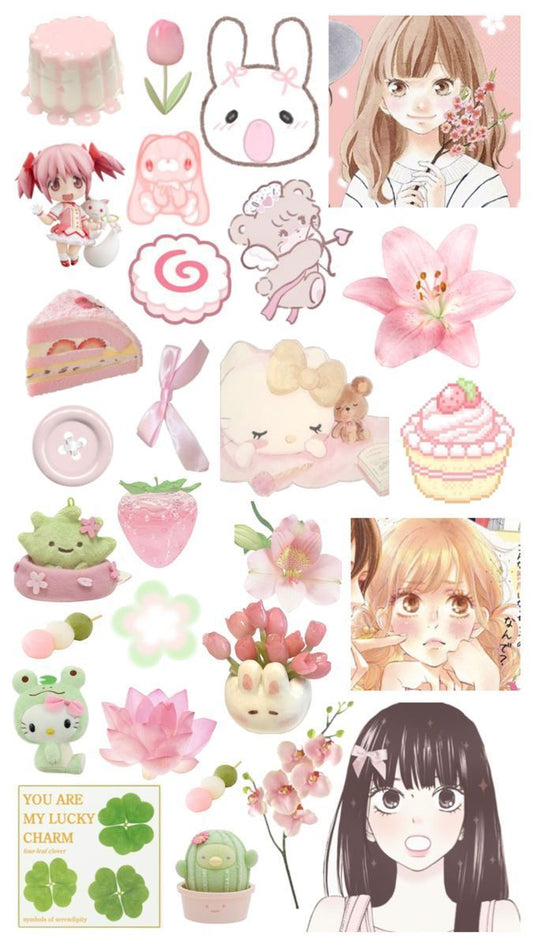 Aesthetic Cute Stickers Pack - Waterproof Vinyl Cartoon Decals for Water Bottles, Laptops, Scrapbooking, Kawaii Stationery Supplies sticker journal sticker