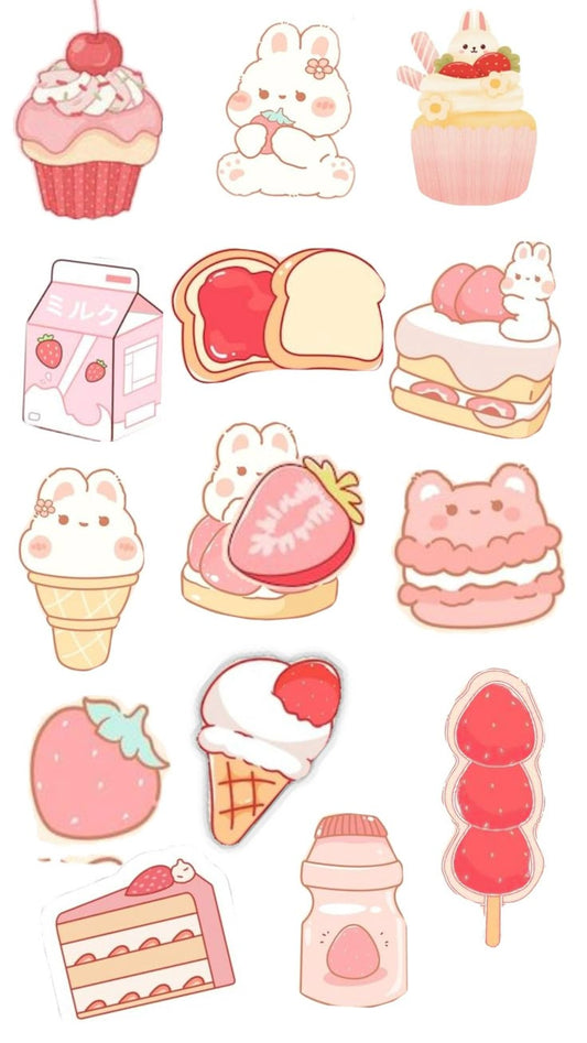 Aesthetic Cute Stickers Pack - Waterproof Vinyl Cartoon Decals for Water Bottles, Laptops, Scrapbooking, Kawaii Stationery Supplies sticker journal sticker