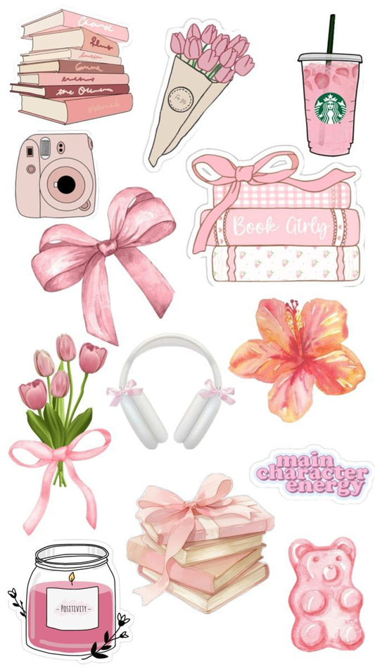 Aesthetic Cute Stickers Pack - Waterproof Vinyl Cartoon Decals for Water Bottles, Laptops, Scrapbooking, Kawaii Stationery Supplies sticker journal sticker