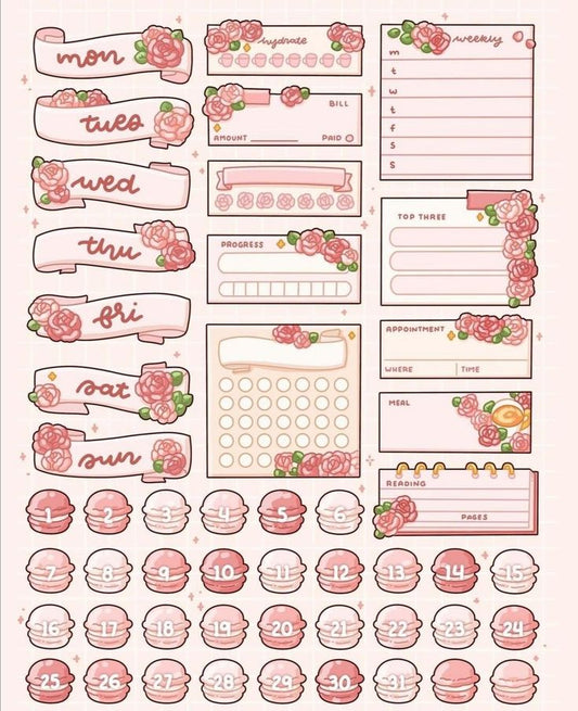 Aesthetic Cute Stickers Pack - Waterproof Vinyl Cartoon Decals for Water Bottles, Laptops, Scrapbooking, Kawaii Stationery Supplies sticker journal sticker