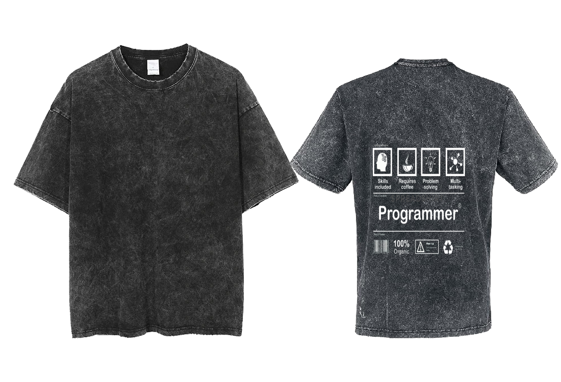 Programmer Back text One Size t- shirt Washed Back 57