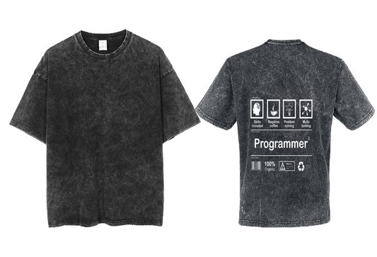 Programmer Back text One Size t- shirt Washed Back 57