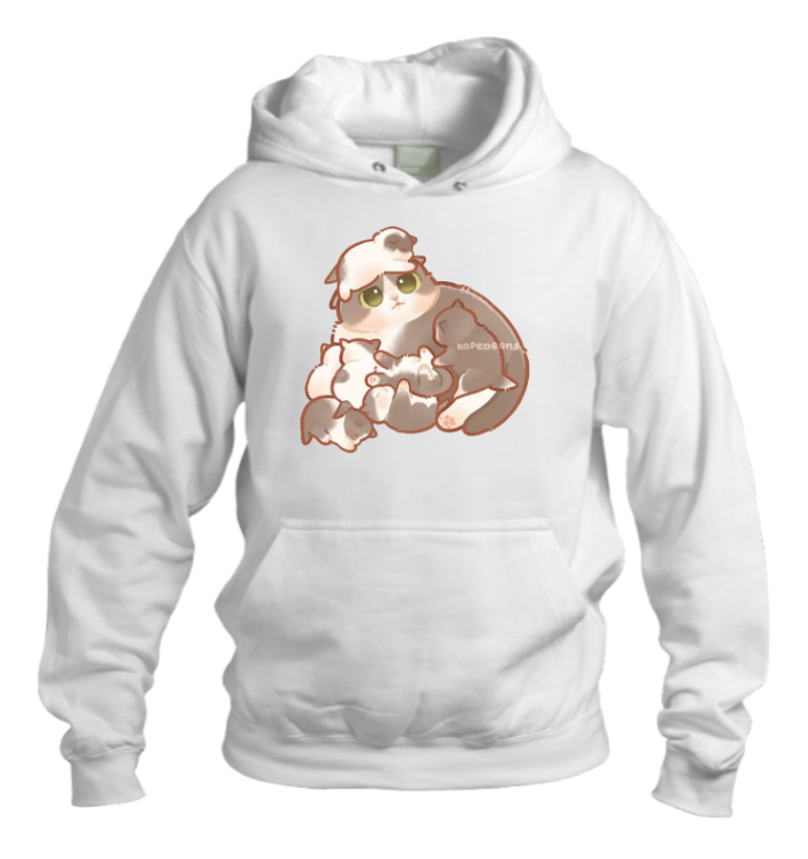 cat Oversize Hoodie White 58