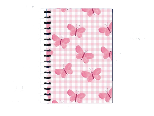 Notebook Pink butterfly and gingham  58