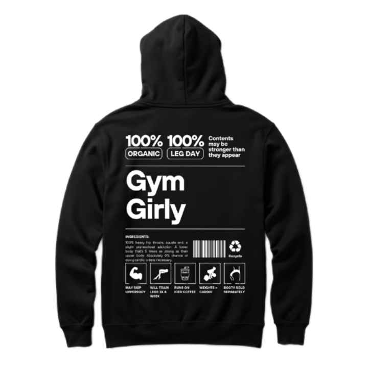 Gym Girly Back text oversize hoodie back 58