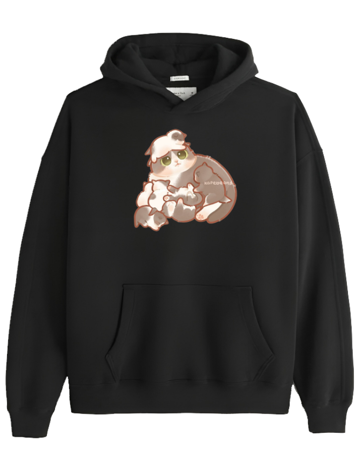 cat Oversize Hoodie Black 58