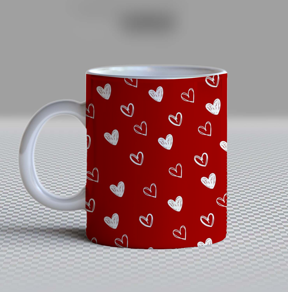 Cute Red Valentine Heart Ceramic Coffee Mug – 11oz Aesthetic Romance Tea Cup, Minimalist Hand-Drawn White Hearts Pattern Mug for Coffee Lovers, Lovely Birthday & Anniversary Gift for Wife, Girlfriend & Women